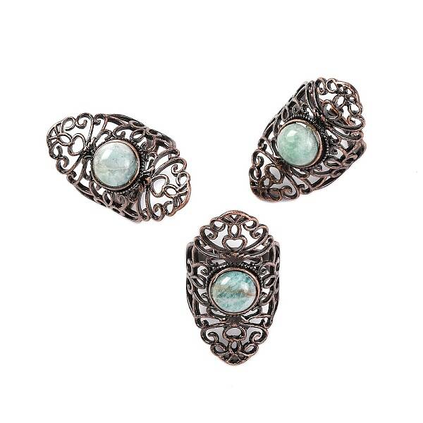 Natural Amazonite Retro Finger Rings