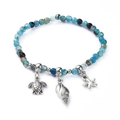 Dyed Natural Agate Stretch Bracelets