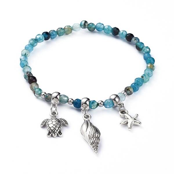 Dyed Natural Agate Stretch Bracelets