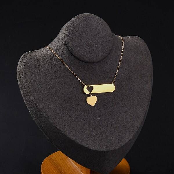 Ion Plating(IP) 304 Stainless Steel Heart Pendant Cable Chain Necklaces for Women
