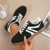 Women Color Block Casual Athletic Sneakers Lace Up Platform Fashion Sports Shoes Versatile Low-Top Skateboard Retro Style Tra...