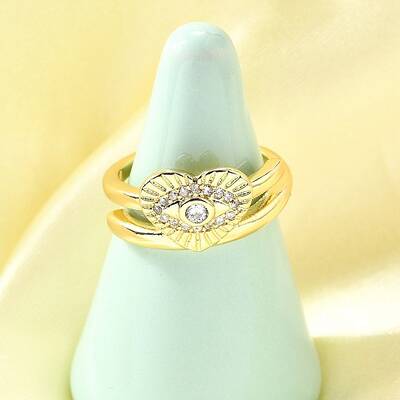 Brass Micro Pave Cubic Zirconia Cuff Rings for Women