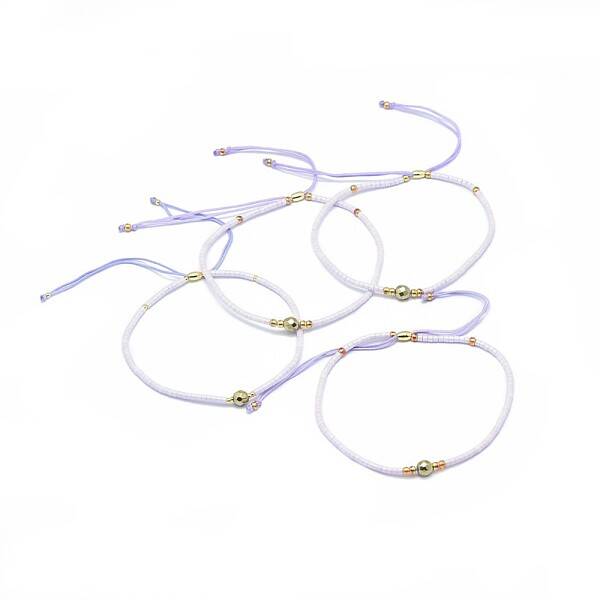 Adjustable Natural Pyrite Braided Bead Bracelets