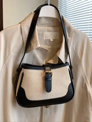 Women's Fashion Colorblock Shoulder Bag, Casual Versatile Shoulder Bag for Daily Used, Trendy High-quality Daily Commuting Ba...