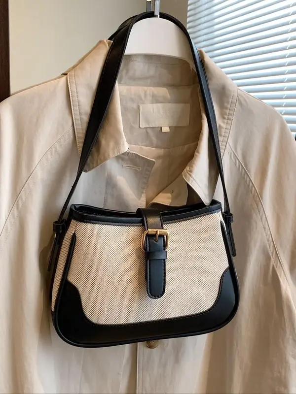 Women's Fashion Colorblock Shoulder Bag, Casual Versatile Shoulder Bag for Daily Used, Trendy High-quality Daily Commuting Ba...