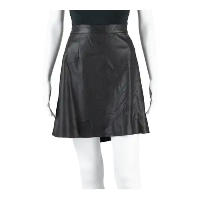 VILA Faux Leather Womens Skater Skirt Black Short XL
