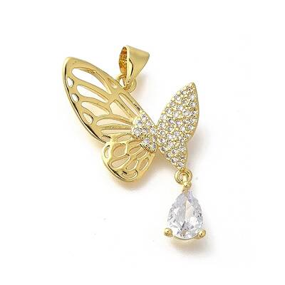 Brass Micro Pave Clear Cubic Zirconia Pendants