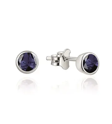 Beneto exclusive Fine silver stud earrings with sapphires SAFAGUP2716