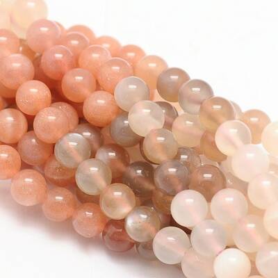 Round Natural Sunstone Bead Strands