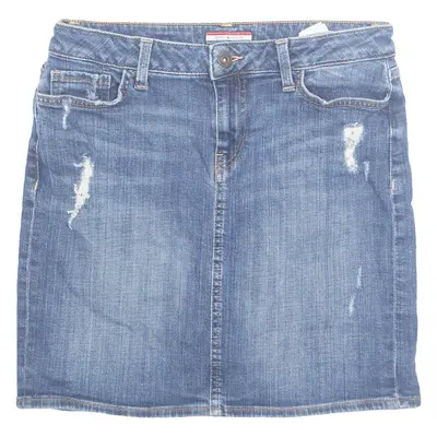 TOMMY HILFIGER Womens Straight Skirt Blue Short Denim UK 8