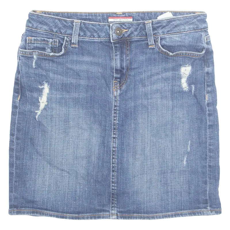 TOMMY HILFIGER Womens Straight Skirt Blue Short Denim UK 8