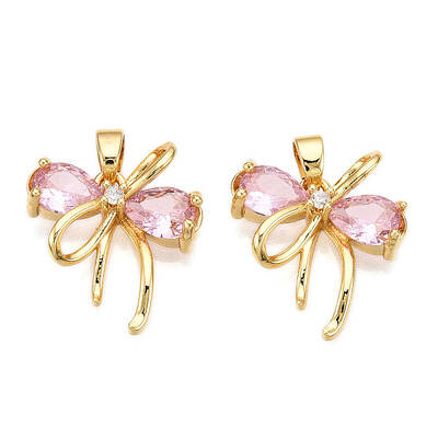 Brass Micro Pave Cubic Zirconia Pendants