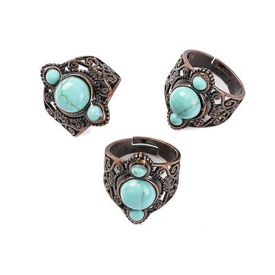Synthetic Turquoise Retro Finger Rings