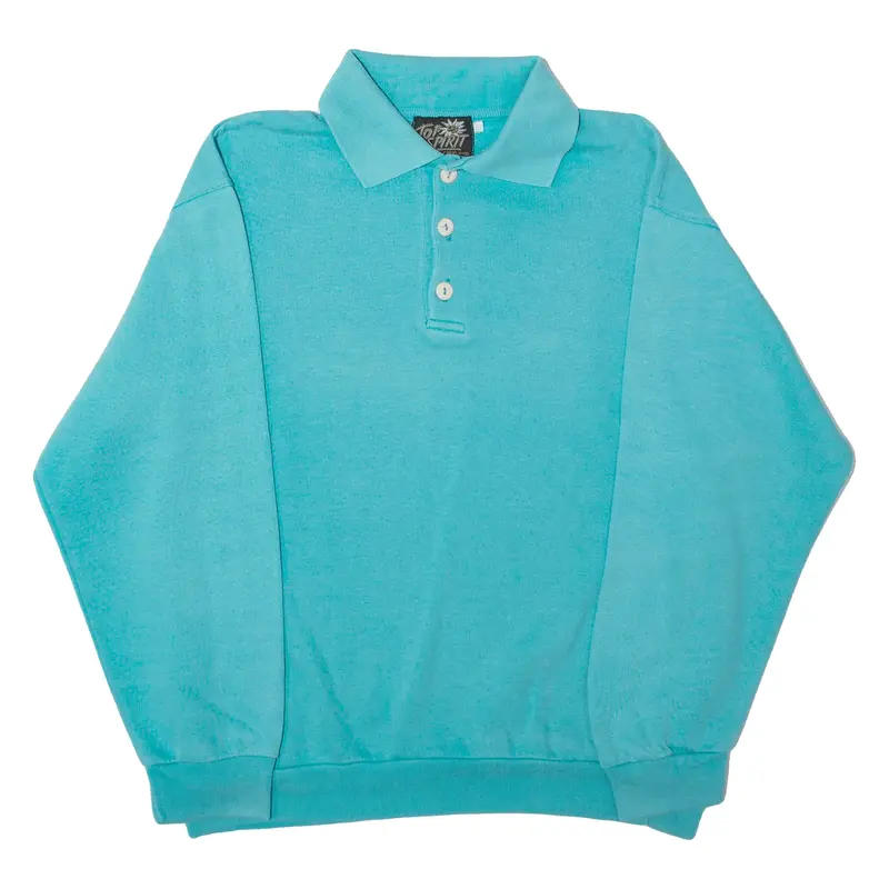 TOP SPIRIT Womens Sweatshirt Blue Button Neck S