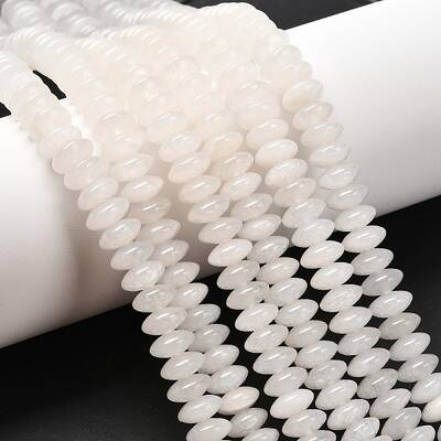 Rondelle Natural White Jade Beads Strands