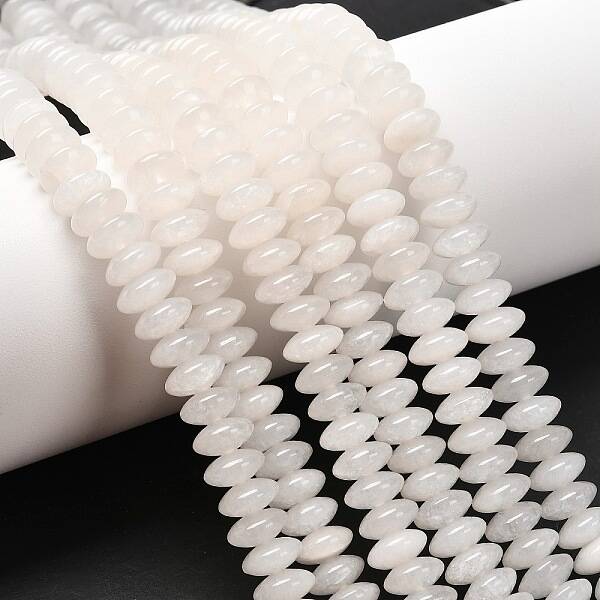 Rondelle Natural White Jade Beads Strands