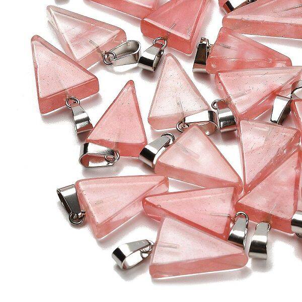 Cherry Quartz Glass Pendants