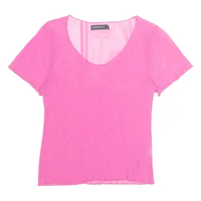 DIPLODOCUS Sheer Womens Top Pink V-Neck Nylon S