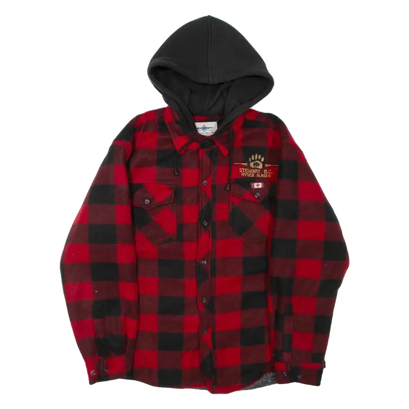 CANADA Mens Jacket Red Hooded Check S
