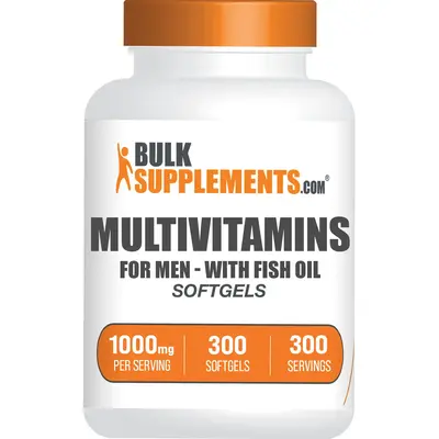 BulkSupplements - Multivitamins for Men (With Fish Oil) - Energy Production - Bone Health - Softgels -  90-300 Softgels - 100...