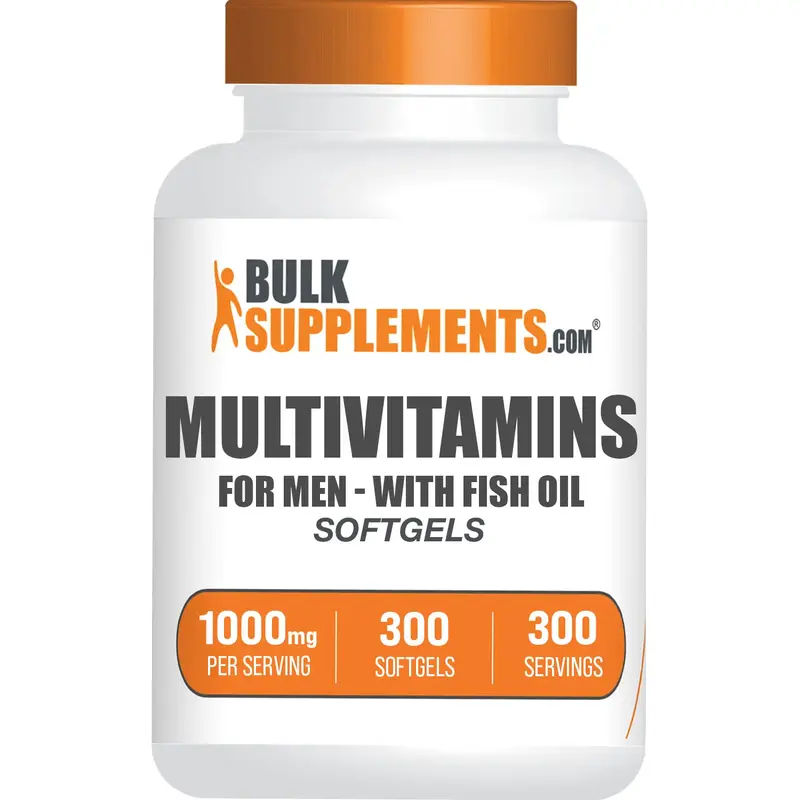 BulkSupplements - Multivitamins for Men (With Fish Oil) - Energy Production - Bone Health - Softgels -  90-300 Softgels - 100...