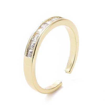 Clear Cubic Zirconia Rectangle Open Cuff Ring