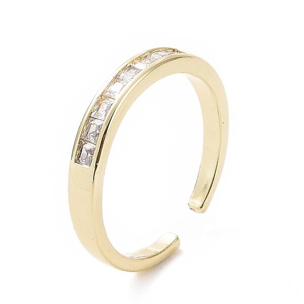 Clear Cubic Zirconia Rectangle Open Cuff Ring