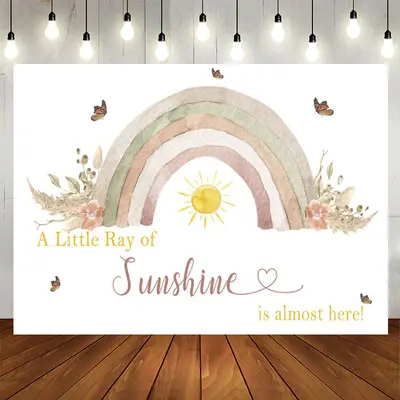 Aperturee Ray Of Sunshine Is Almost Here Baby Shower Backdrop