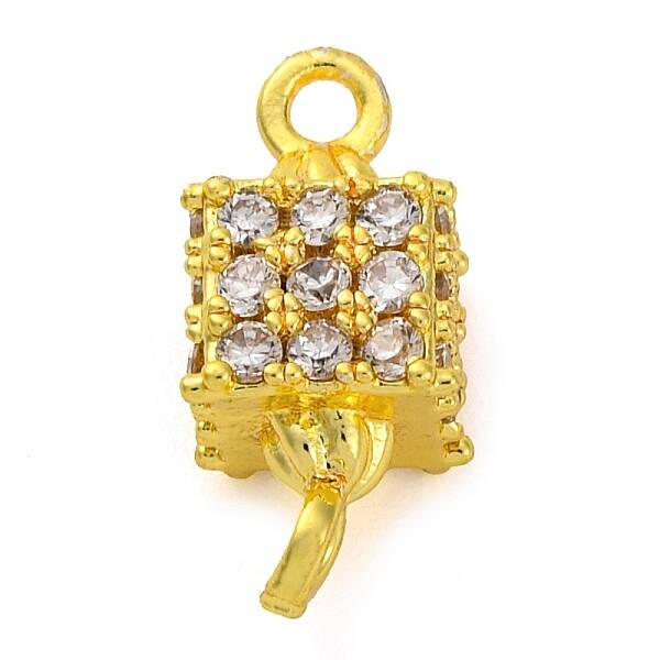 Brass Micro Pave Cubic Zirconia Cube Links Connector Charms