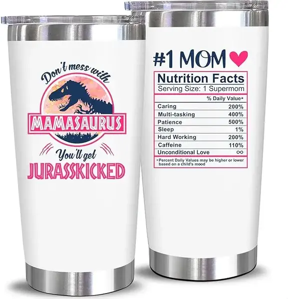 Don't Mess With Mamasaurus Tumbler, Mom Nutrition Facts, Christmas Gifts for Mom Wife, Gifts for Mom from Daughter Son, 20 oz...