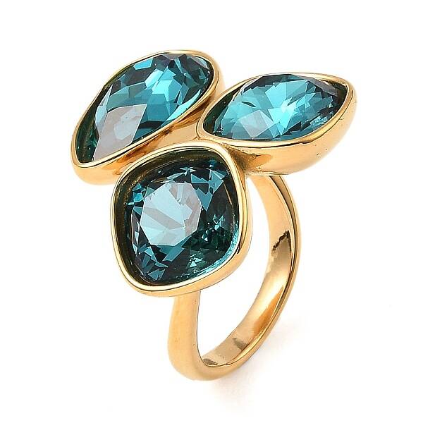 Teardrop & Square Glass Open Cuff Rings