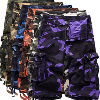 Men's large-size cargo shorts, loose fit, multi-color camouflage, mid-length, casual beach breathable summer shorts Cotton Me...