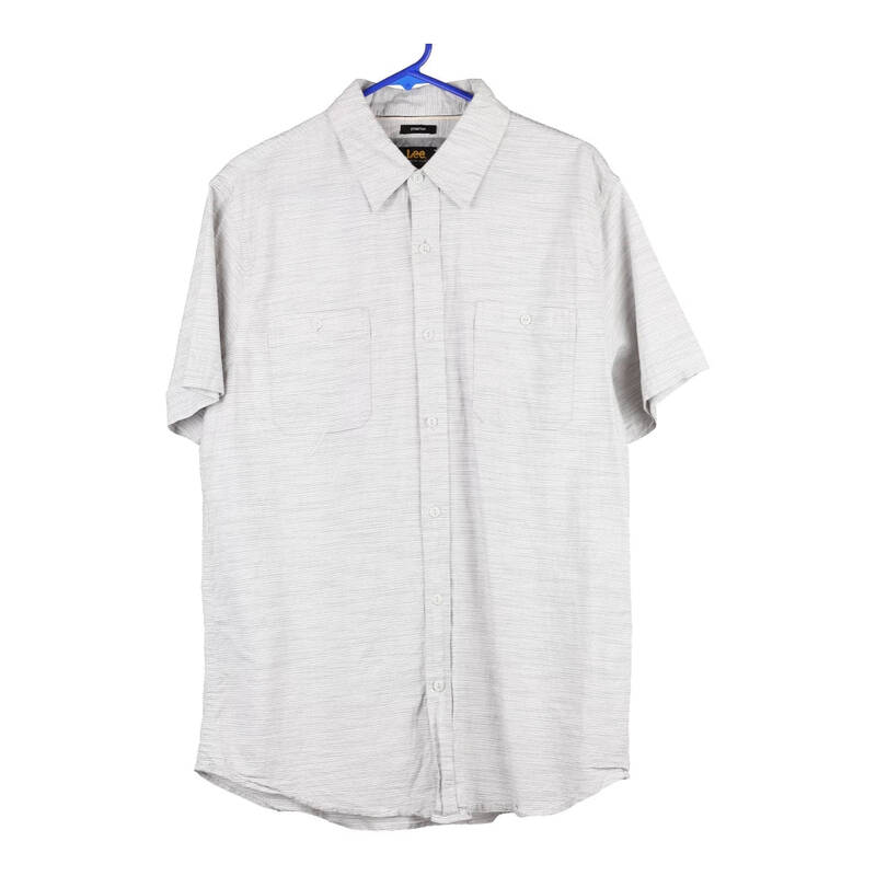 Lee Striped Short Sleeve Shirt - Large Grey Cotton