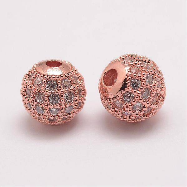Brass Micro Pave Cubic Zirconia Beads