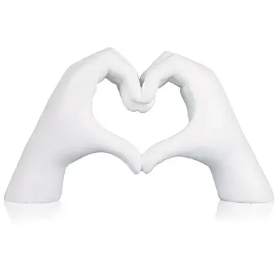 Valentine's Day Heart Shape Gesture Sculpture, Sweet Furniture Modern Resin Art Figurine, Creative Desk Statue For Table Offi...