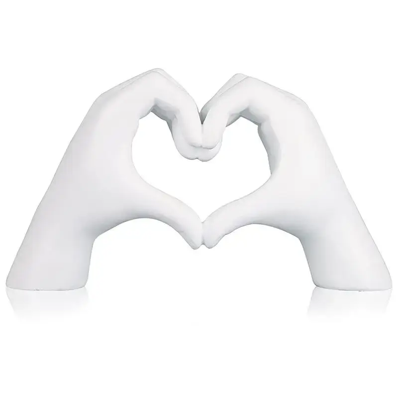 Valentine's Day Heart Shape Gesture Sculpture, Sweet Furniture Modern Resin Art Figurine, Creative Desk Statue For Table Offi...