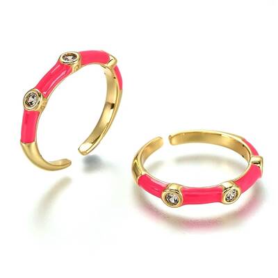 Brass Micro Pave Clear Cubic Zirconia Cuff Rings