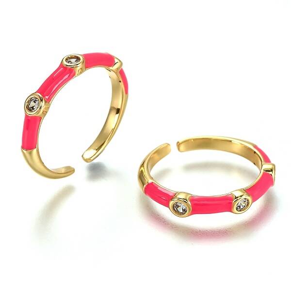 Brass Micro Pave Clear Cubic Zirconia Cuff Rings