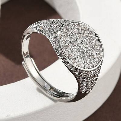 Brass Micro Pave Cubic Zirconia Cuff Rings for Women