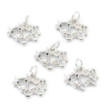 Brass Clear Cubic Zirconia Charms