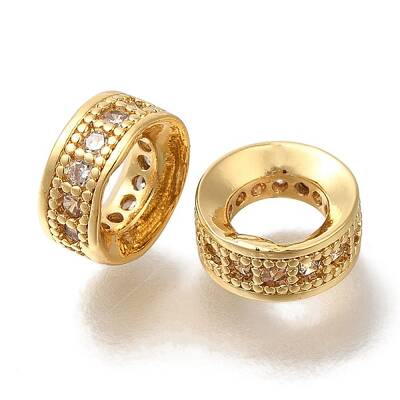Brass Micro Pave Cubic Zirconia Eurpean Beads