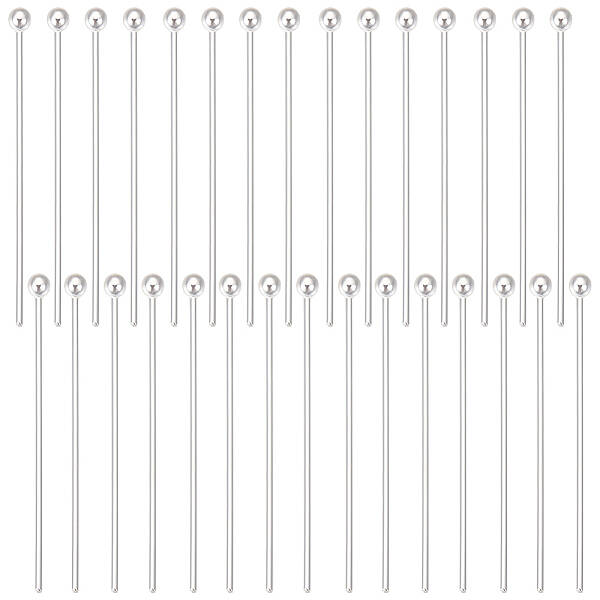 30Pcs 925 Sterling Silver Ball Head Pins