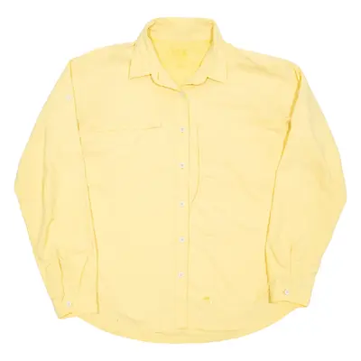 Mens Plain Shirt Yellow Long Sleeve L