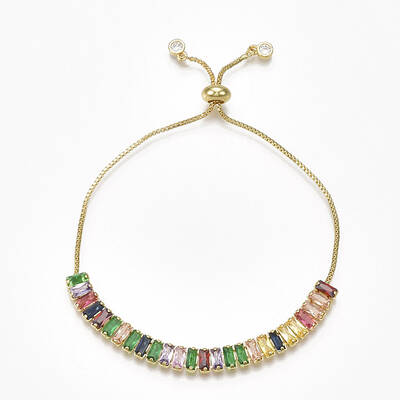 Adjustable Brass Cubic Zirconia Slider Bracelets