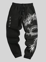 Men's Dragon / Floral / Cartoon Print Graphic Drawstring Waist Jogger Pants, Casual Regular Fit Pocket Sweatpants for Daily W...