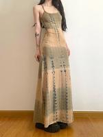 Women's Tie Dye Print Cami Dress, Boho Sleeveless Spaghetti Strap Dress for Beach Holiday Vacation, Ladies Summer Clothes, Wo...