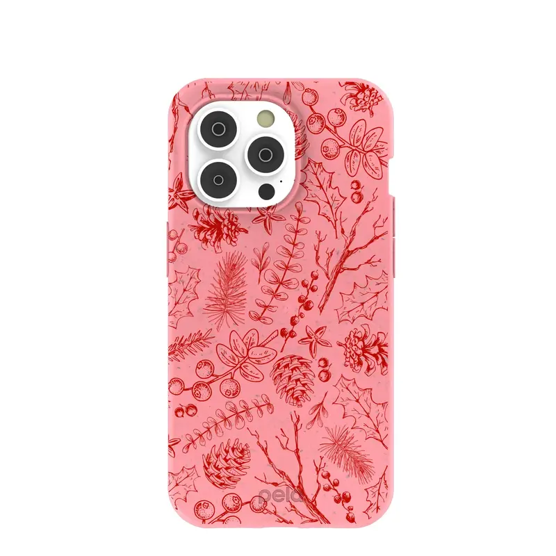 Bubblegum Pink Festive Forest iPhone 14 Pro Case