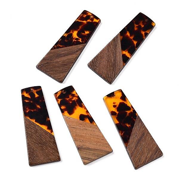 Opaque Resin & Walnut Wood Pendants