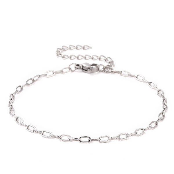 Non-Tarnish 304 Stainless Steel Cable Chain Bracelet for Men Women