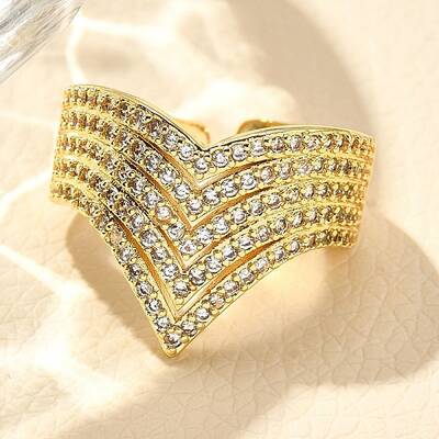 Rack Plating Brass Micro Pave Clear Cubic Zirconia Cuff Finger Rings for Women